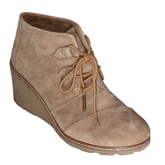 Toms women tan suede wedge ankle boots Size 7.5 - Picture 3 of 10